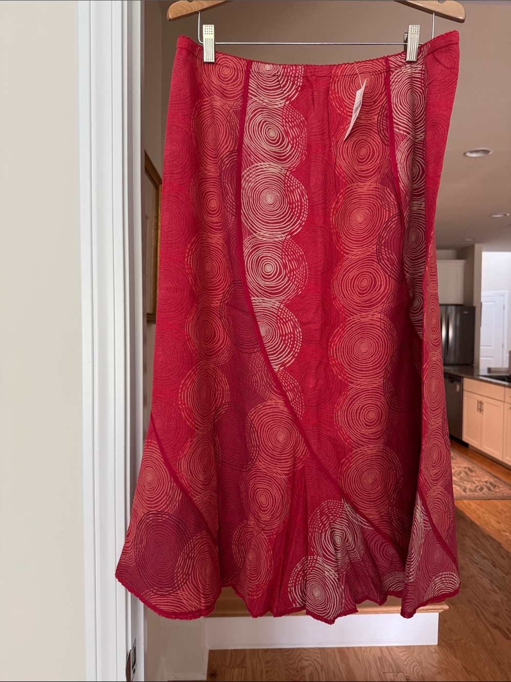JJill linen Red Spiral Print A-Line Women's Skirt